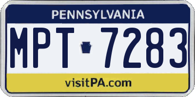 PA license plate MPT7283