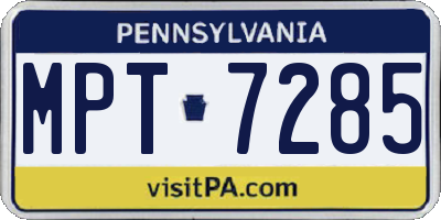 PA license plate MPT7285