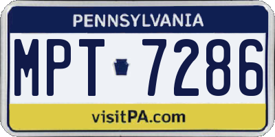PA license plate MPT7286