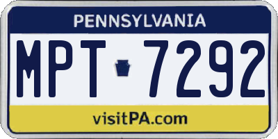 PA license plate MPT7292