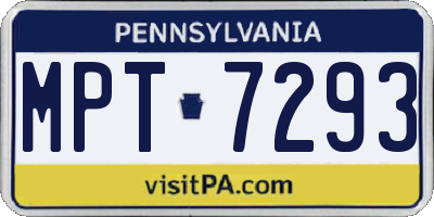 PA license plate MPT7293