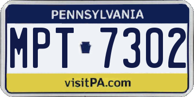 PA license plate MPT7302