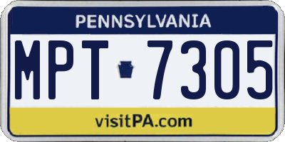 PA license plate MPT7305