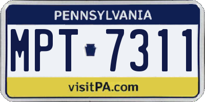 PA license plate MPT7311