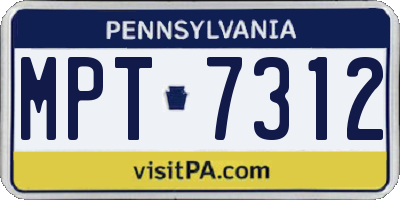 PA license plate MPT7312