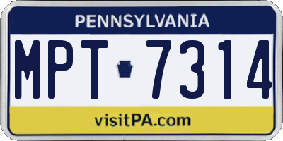 PA license plate MPT7314