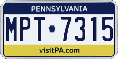 PA license plate MPT7315
