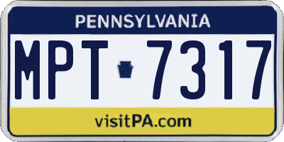 PA license plate MPT7317