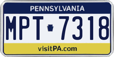 PA license plate MPT7318