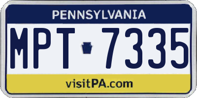 PA license plate MPT7335