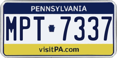 PA license plate MPT7337