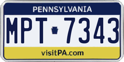 PA license plate MPT7343