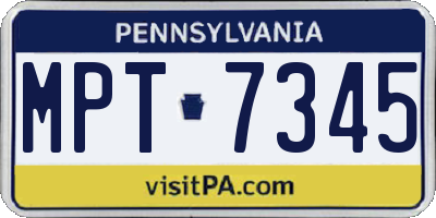 PA license plate MPT7345