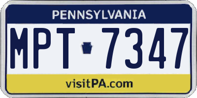 PA license plate MPT7347
