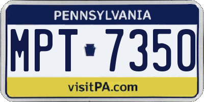 PA license plate MPT7350