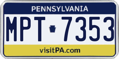 PA license plate MPT7353