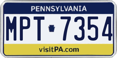 PA license plate MPT7354