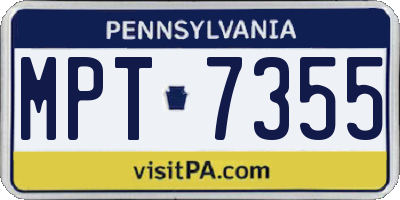 PA license plate MPT7355