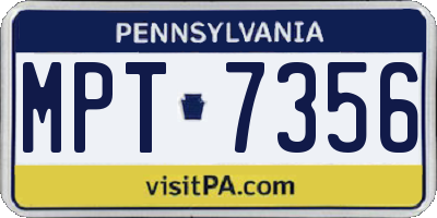 PA license plate MPT7356