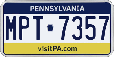PA license plate MPT7357