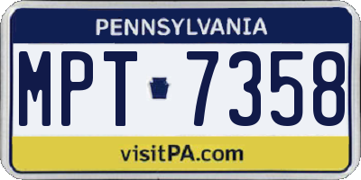 PA license plate MPT7358