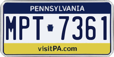 PA license plate MPT7361