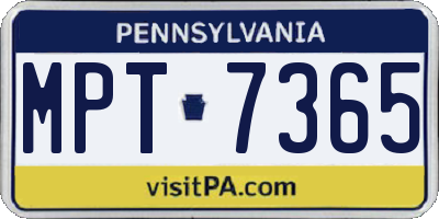 PA license plate MPT7365