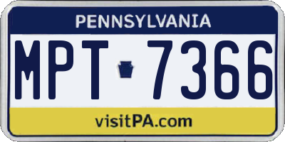 PA license plate MPT7366
