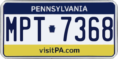 PA license plate MPT7368