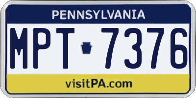 PA license plate MPT7376