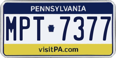 PA license plate MPT7377