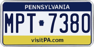 PA license plate MPT7380