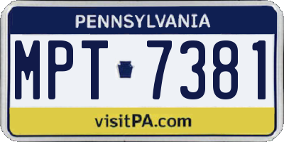 PA license plate MPT7381