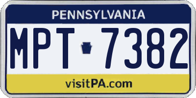 PA license plate MPT7382