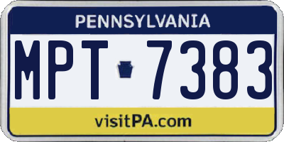 PA license plate MPT7383