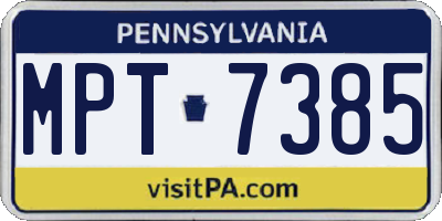 PA license plate MPT7385