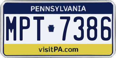 PA license plate MPT7386