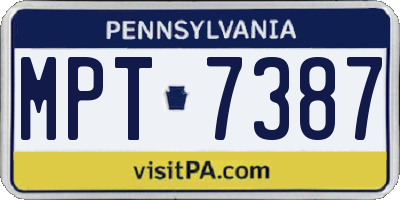 PA license plate MPT7387
