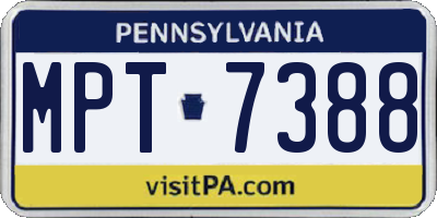 PA license plate MPT7388