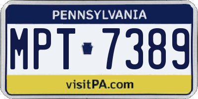 PA license plate MPT7389