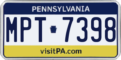 PA license plate MPT7398