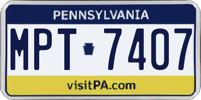 PA license plate MPT7407