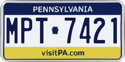 PA license plate MPT7421