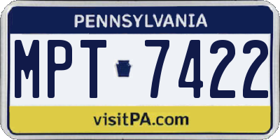 PA license plate MPT7422