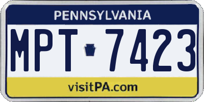 PA license plate MPT7423
