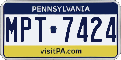 PA license plate MPT7424