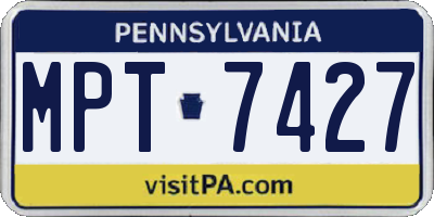 PA license plate MPT7427