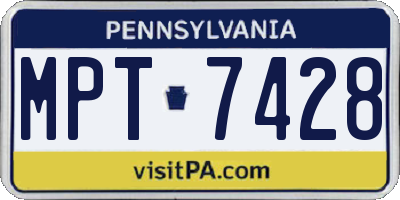 PA license plate MPT7428