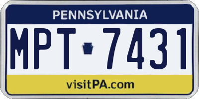 PA license plate MPT7431