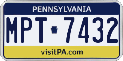 PA license plate MPT7432